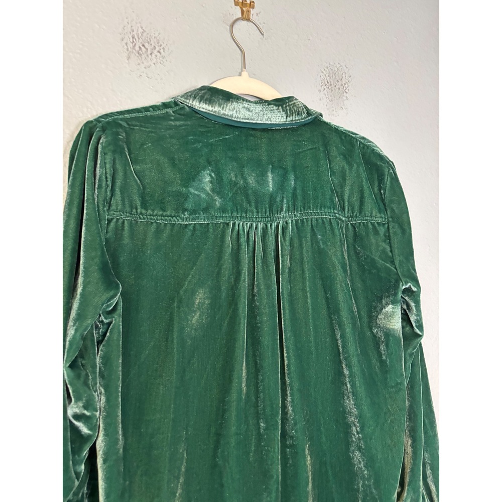 Pilcro Anthropologie Green Velvet Relaxed Button Down Hadley Shirt Small - Picture 8 of 10